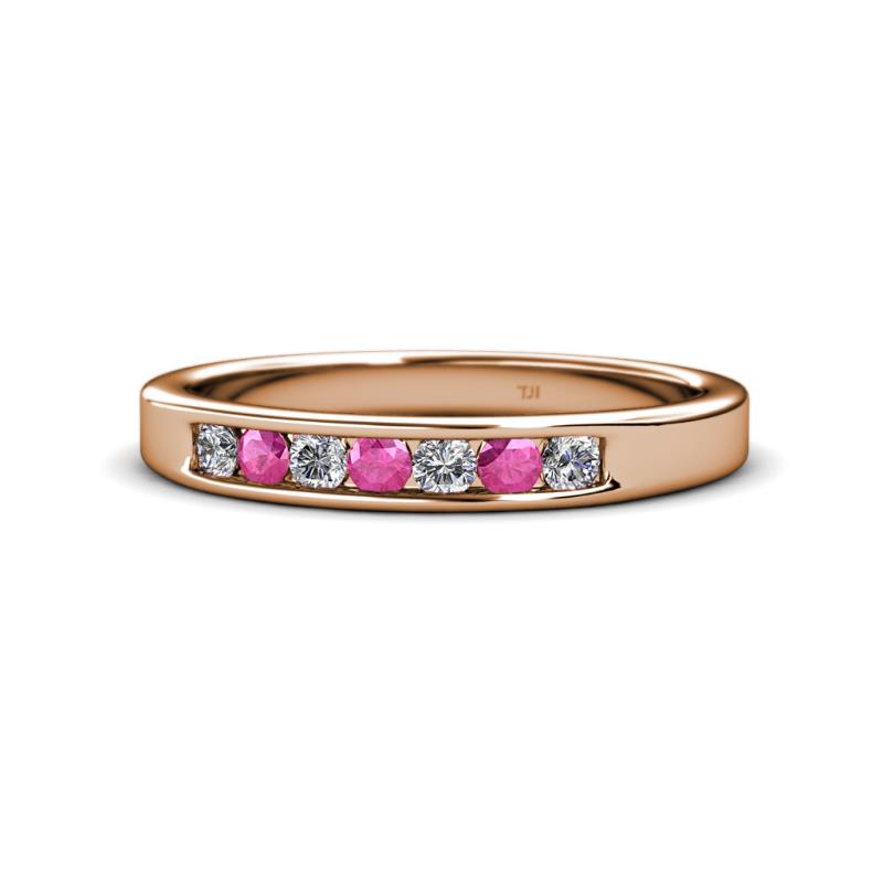 Kathiryn 2.70 mm Pink Sapphire and Diamond 7 Stone Wedding Band 