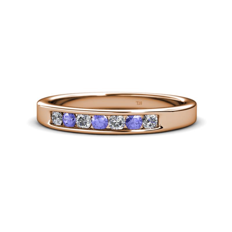 Kathiryn 2.70 mm Tanzanite and Diamond 7 Stone Wedding Band 