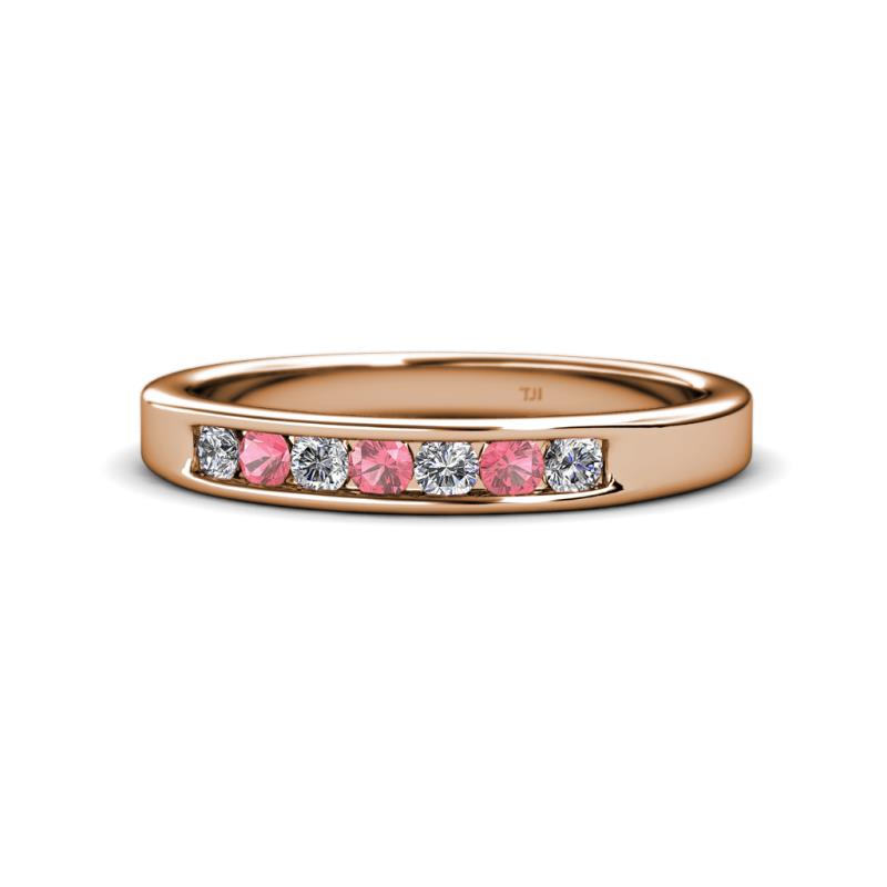 Kathiryn 2.70 mm Pink Tourmaline and Diamond 7 Stone Wedding Band 