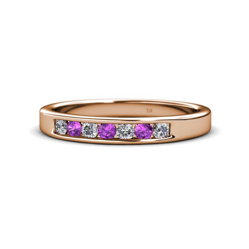 Kathiryn 2.70 mm Amethyst and Diamond 7 Stone Wedding Band 