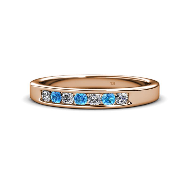 Kathiryn 2.70 mm Blue Topaz and Diamond 7 Stone Wedding Band 