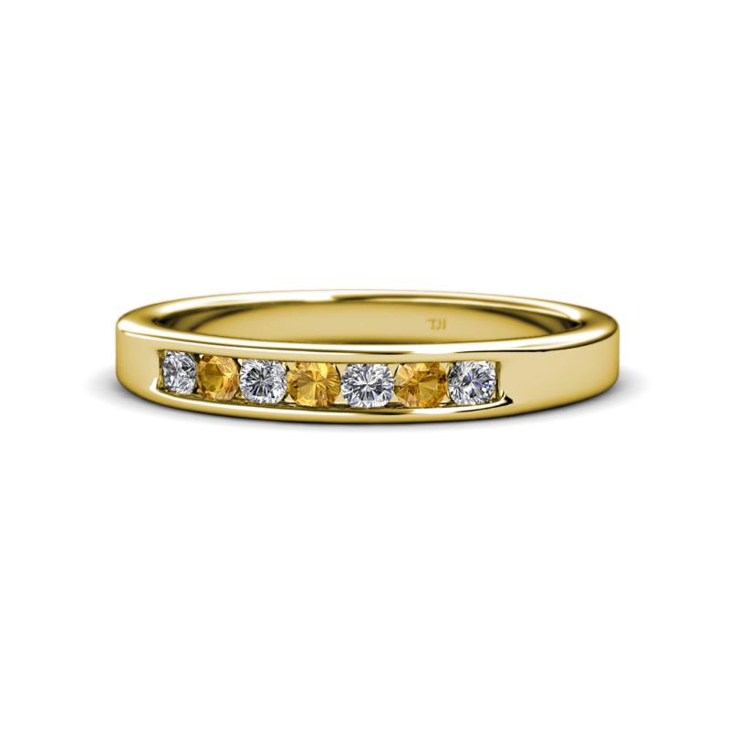 Kathiryn 2.70 mm Citrine and Diamond 7 Stone Wedding Band 