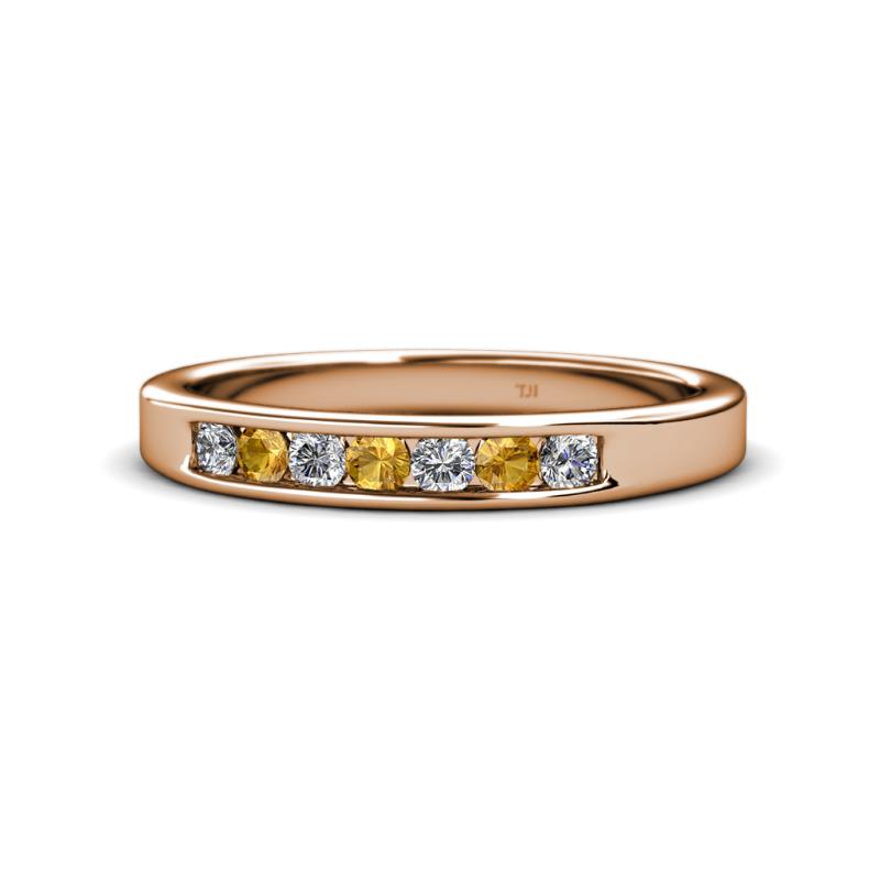 Kathiryn 2.70 mm Citrine and Diamond 7 Stone Wedding Band 