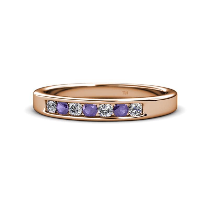 Kathiryn 2.70 mm Iolite and Diamond 7 Stone Wedding Band 