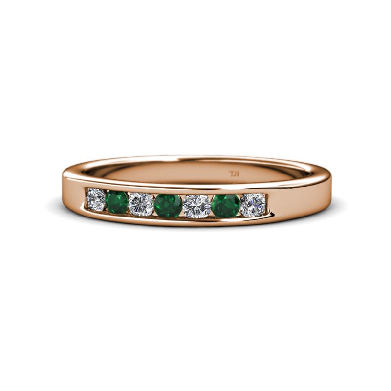 Kathiryn 2.70 mm Emerald and Diamond 7 Stone Wedding Band 