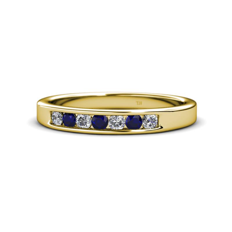 Kathiryn 2.70 mm Blue Sapphire and Diamond 7 Stone Wedding Band 