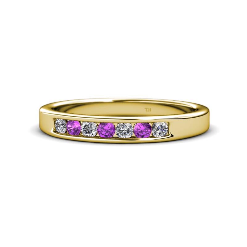 Kathiryn 2.70 mm Amethyst and Diamond 7 Stone Wedding Band 