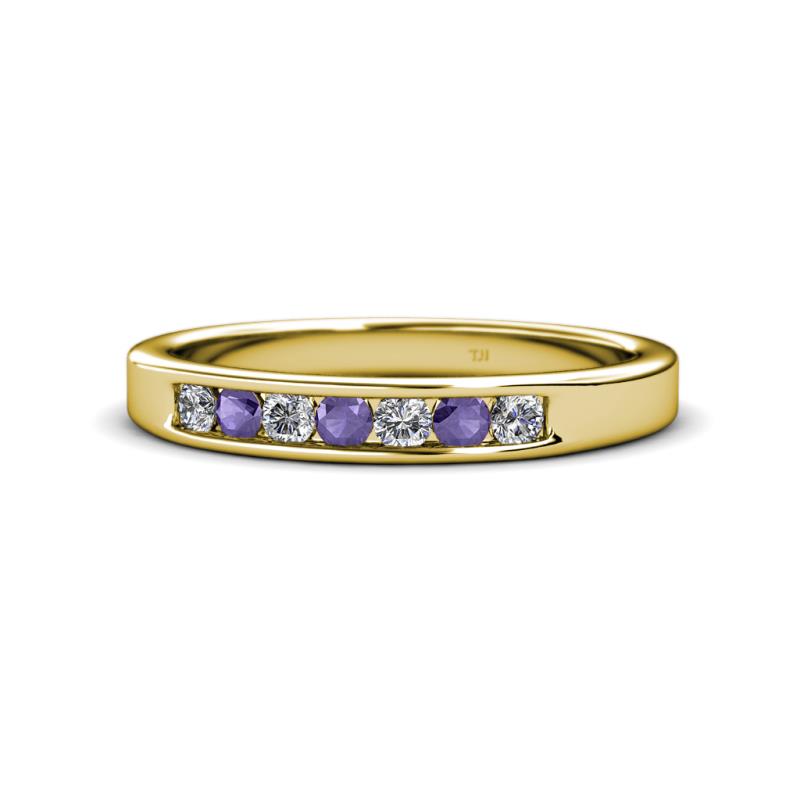 Kathiryn 2.70 mm Iolite and Diamond 7 Stone Wedding Band 