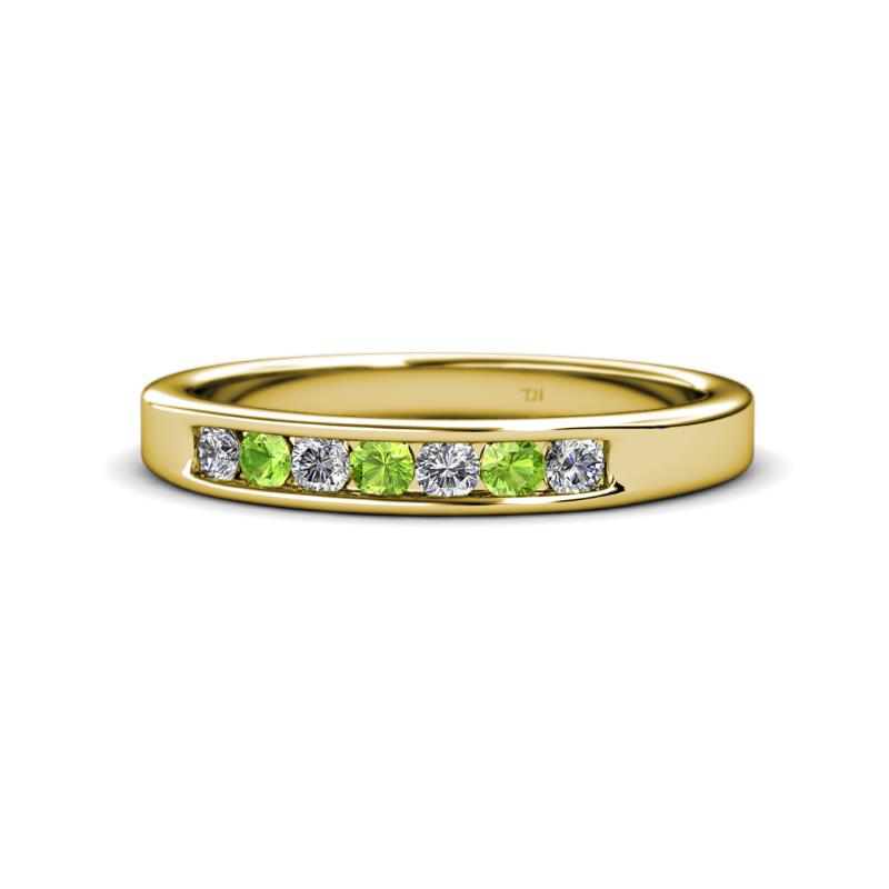 Kathiryn 2.70 mm Peridot and Diamond 7 Stone Wedding Band 