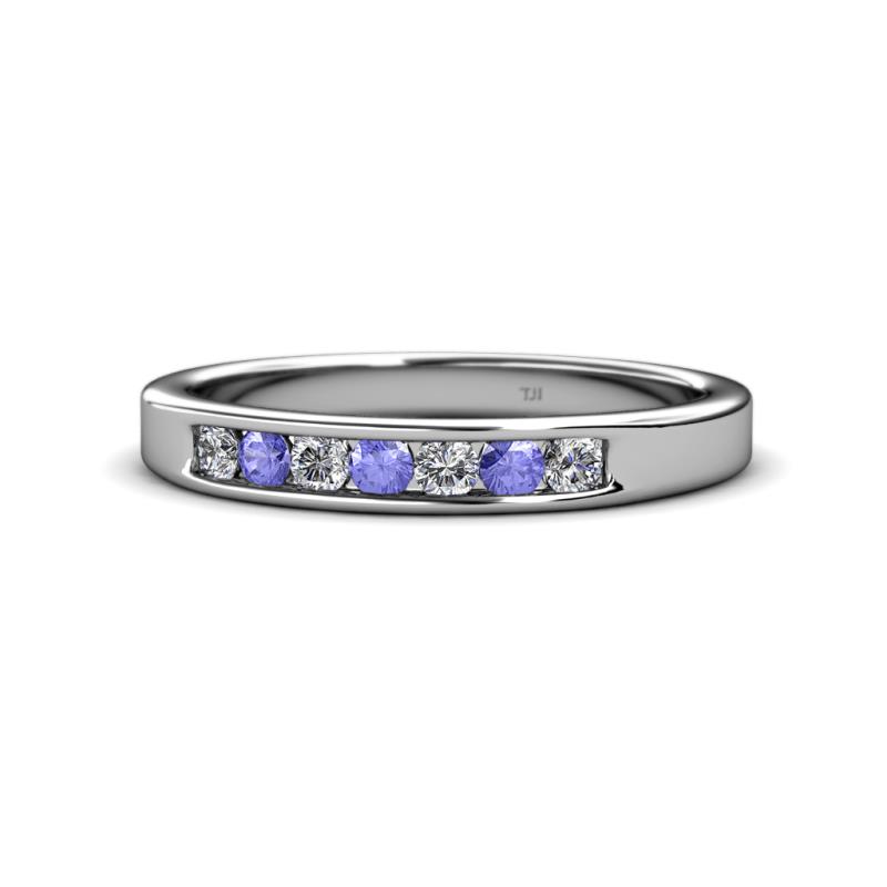 Kathiryn 2.70 mm Tanzanite and Diamond 7 Stone Wedding Band 