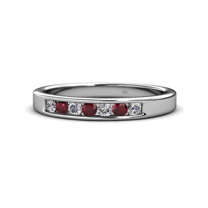 Kathiryn 2.70 mm Ruby and Diamond 7 Stone Wedding Band 