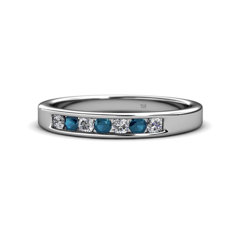 Kathiryn 2.70 mm Blue and White Diamond 7 Stone Wedding Band 