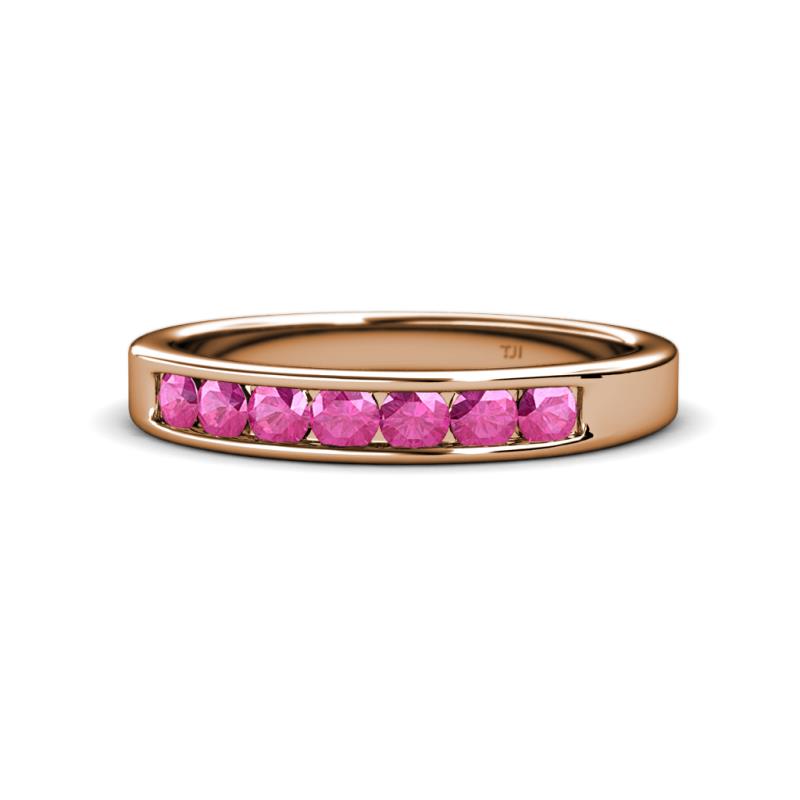 Kathiryn 3.00 mm Pink Sapphire 7 Stone Wedding Band 