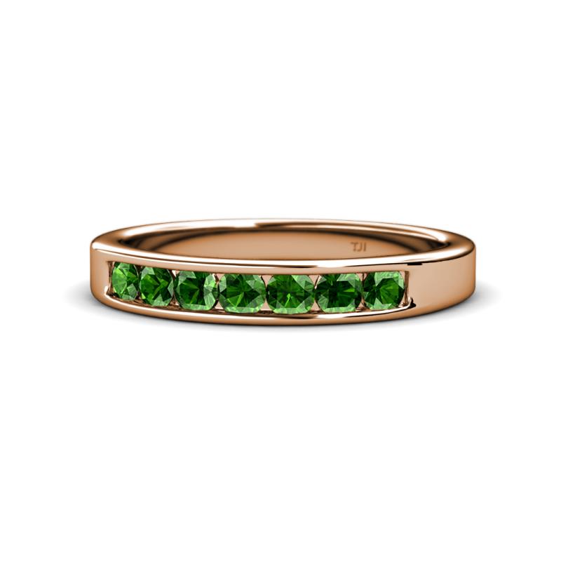 Kathiryn 3.00 mm Green Garnet 7 Stone Wedding Band 