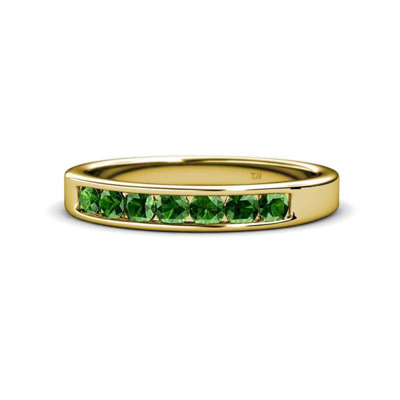 Kathiryn 3.00 mm Green Garnet 7 Stone Wedding Band 