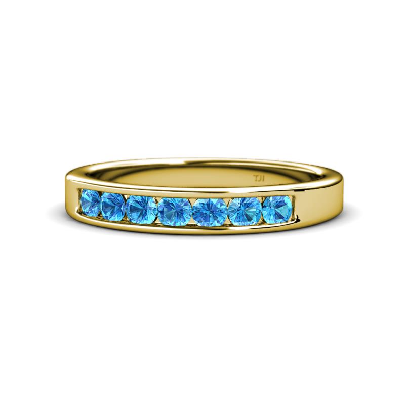 Kathiryn 3.00 mm Blue Topaz 7 Stone Wedding Band 