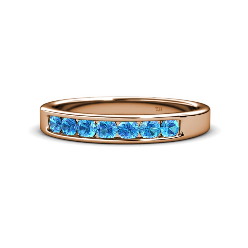 Kathiryn 3.00 mm Blue Topaz 7 Stone Wedding Band 