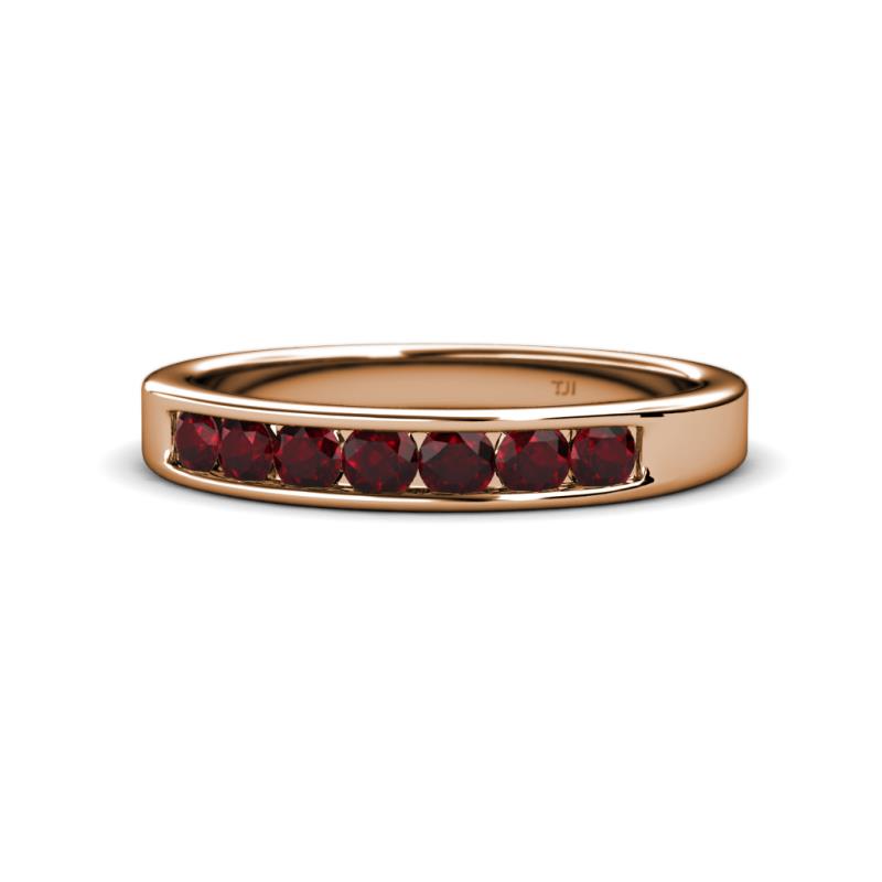 Kathiryn 3.00 mm Red Garnet 7 Stone Wedding Band 