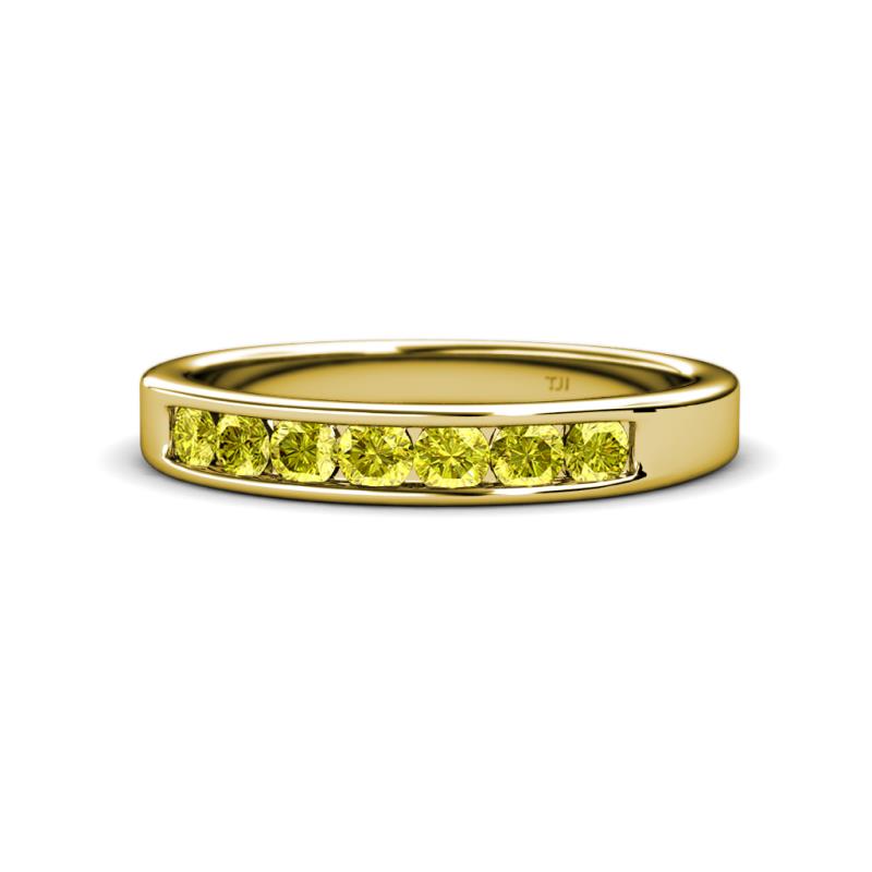 Kathiryn 3.00 mm Yellow Diamond 7 Stone Wedding Band 