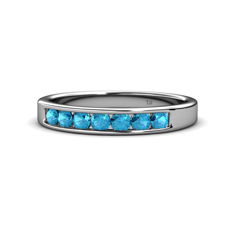 Kathiryn 3.00 mm London Blue Topaz 7 Stone Wedding Band 