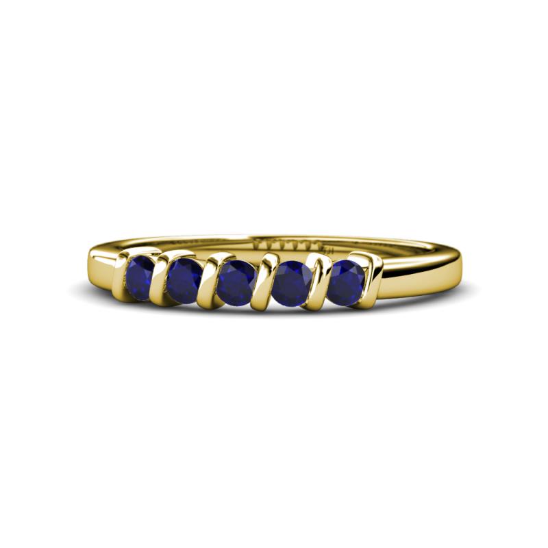 Talia 3.00 mm Blue Sapphire 5 Stone Wedding Band 