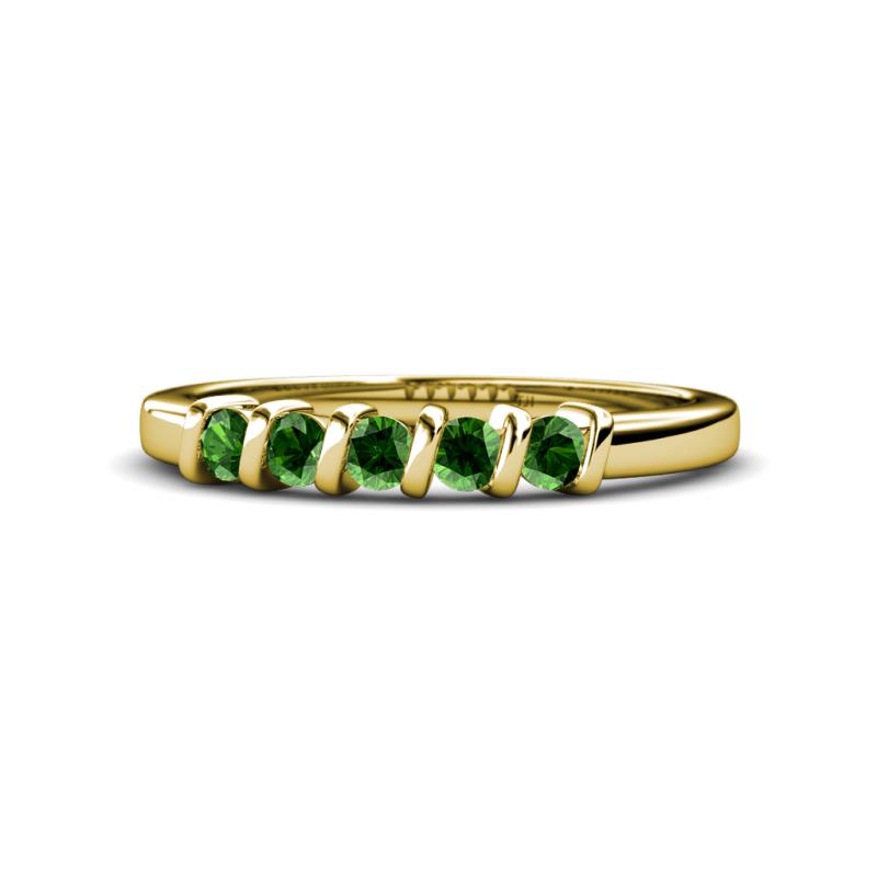 Talia 3.00 mm Green Garnet 5 Stone Wedding Band 