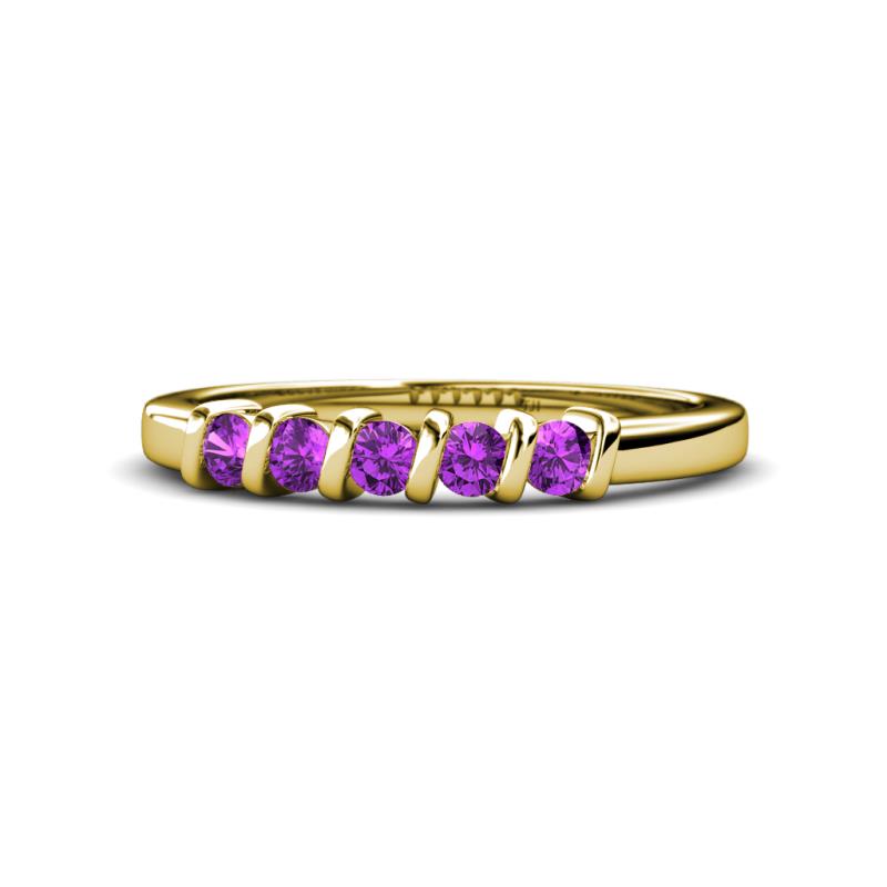 Talia 3.00 mm Amethyst 5 Stone Wedding Band 