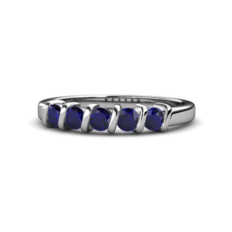 Talia 3.40 mm Blue Sapphire 5 Stone Wedding Band 