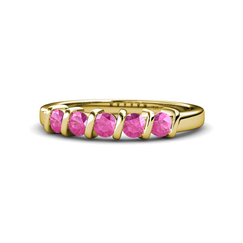 Talia 3.40 mm Pink Sapphire 5 Stone Wedding Band 