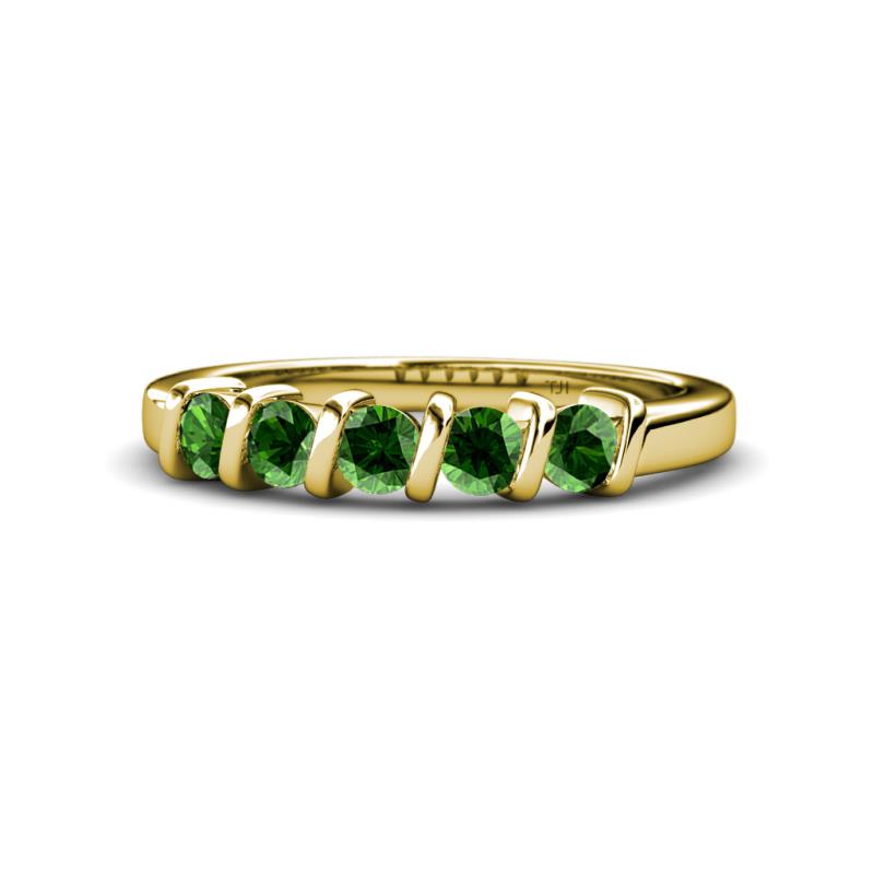 Talia 3.40 mm Green Garnet 5 Stone Wedding Band 