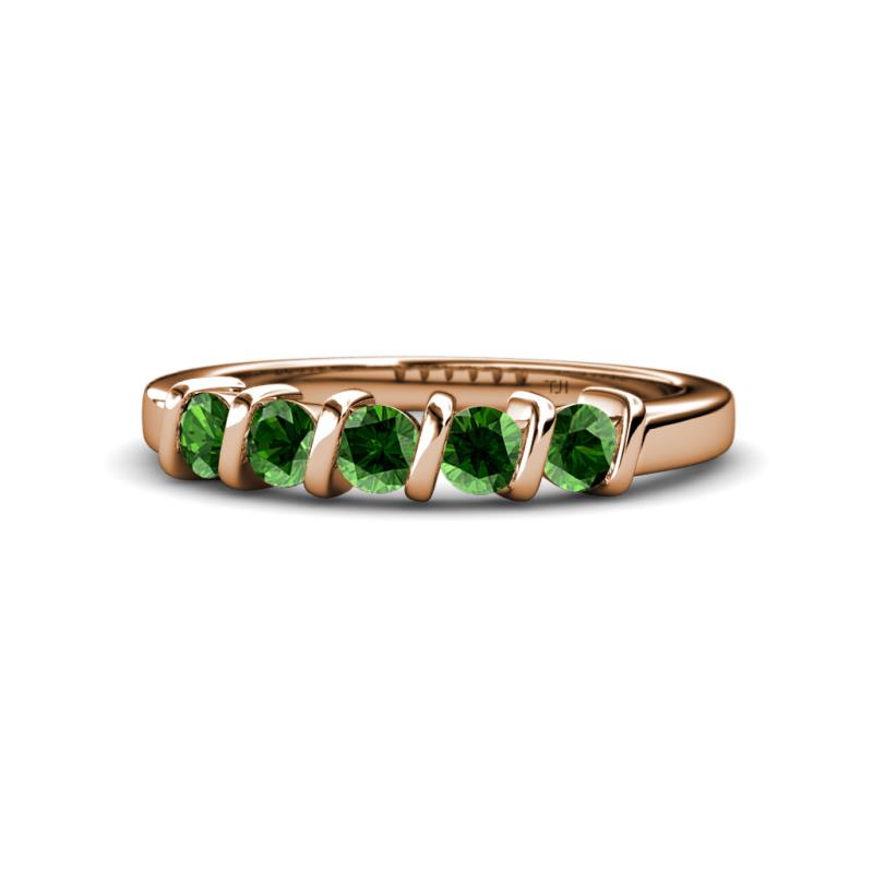 Talia 3.40 mm Green Garnet 5 Stone Wedding Band 