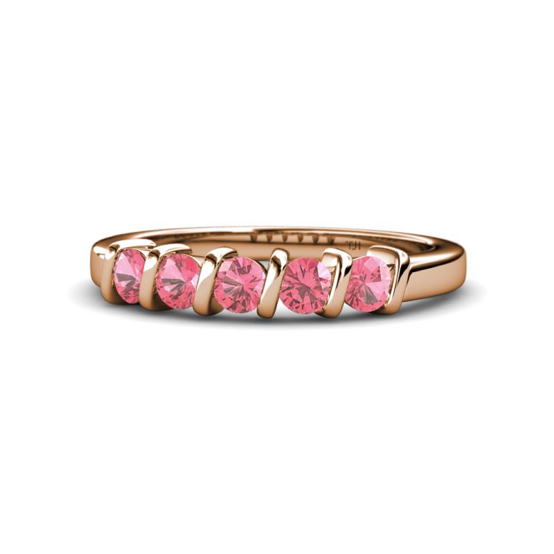 Talia 3.40 mm Pink Tourmaline 5 Stone Wedding Band 