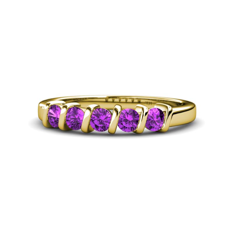 Talia 3.40 mm Amethyst 5 Stone Wedding Band 