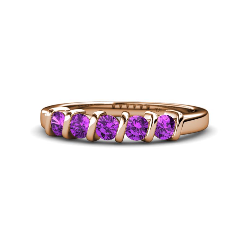 Talia 3.40 mm Amethyst 5 Stone Wedding Band 