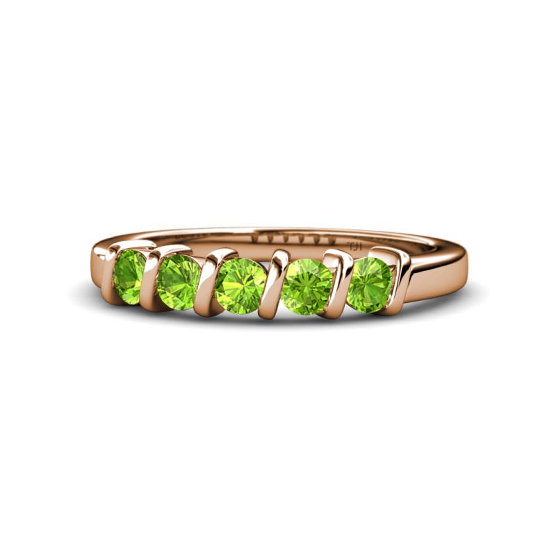 Talia 3.40 mm Peridot 5 Stone Wedding Band 