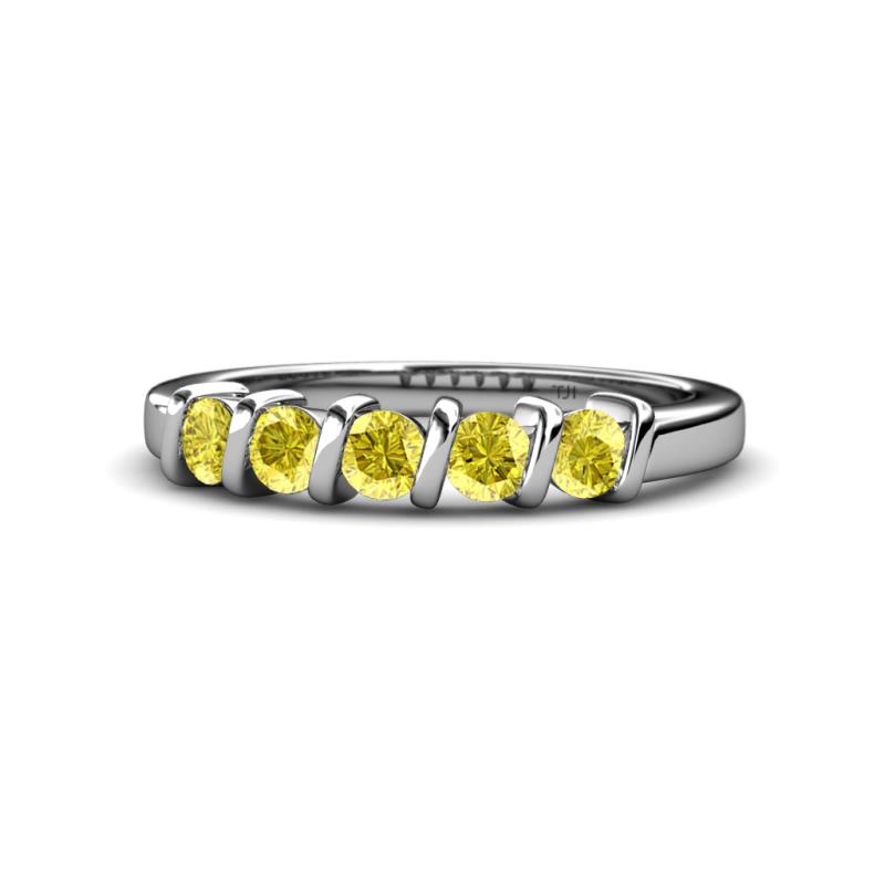 Talia 3.40 mm Yellow Sapphire 5 Stone Wedding Band 