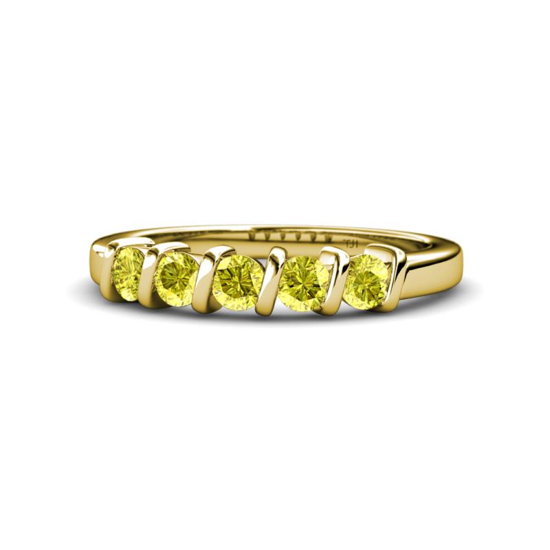 Talia 3.40 mm Yellow Diamond 5 Stone Wedding Band 