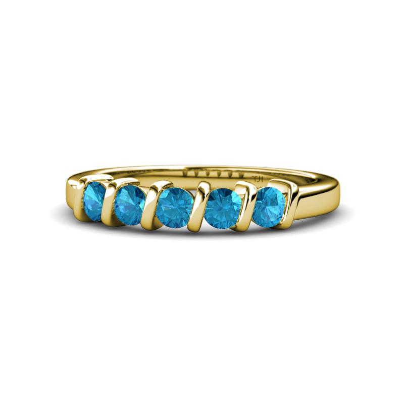 Talia 3.40 mm London Blue Topaz 5 Stone Wedding Band 