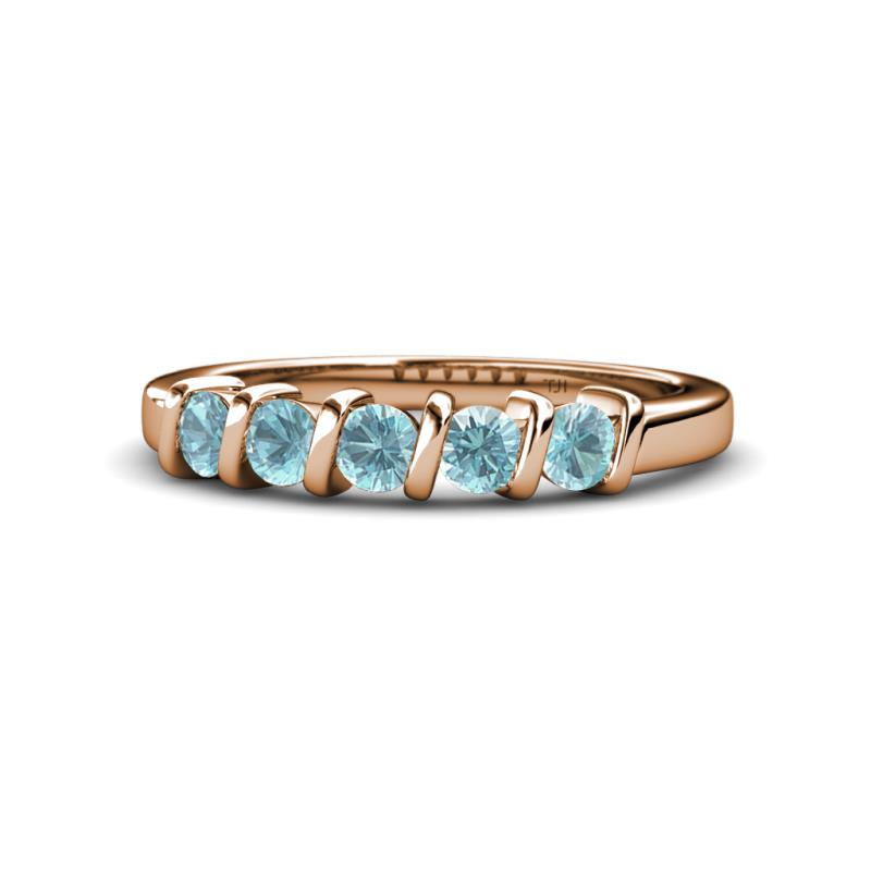 Talia 3.40 mm Aquamarine 5 Stone Wedding Band 