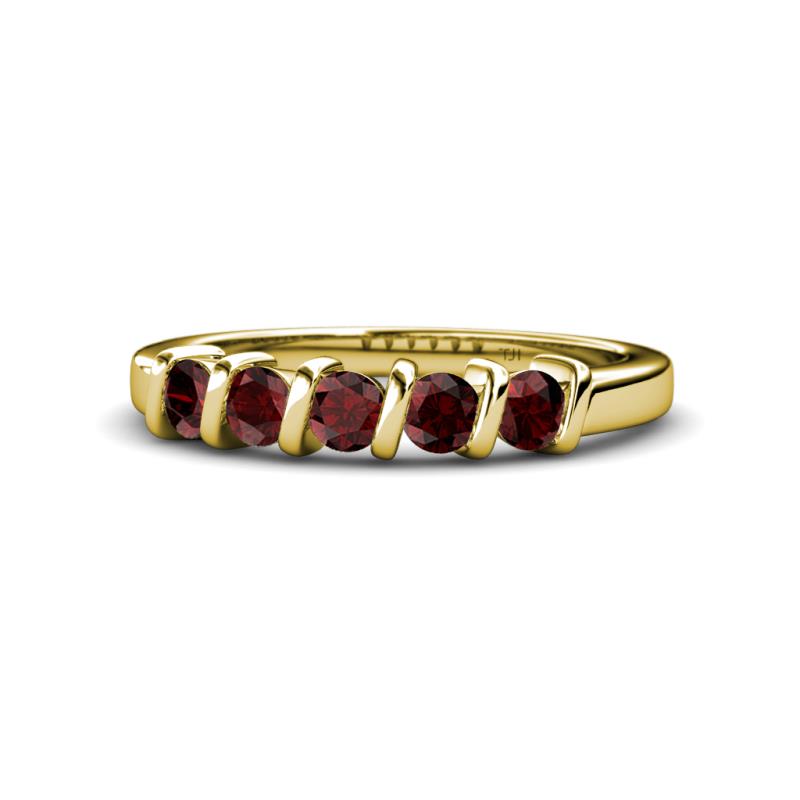 Talia 3.40 mm Red Garnet 5 Stone Wedding Band 