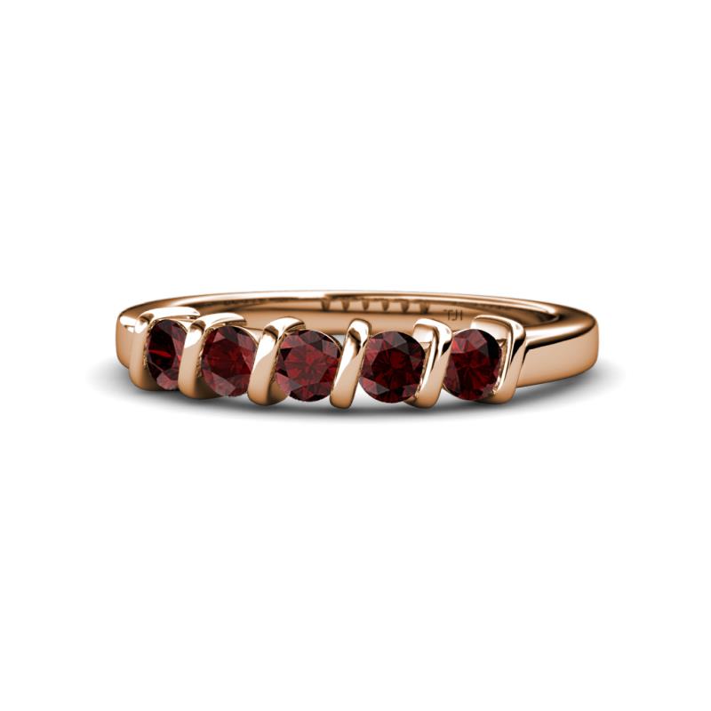 Talia 3.40 mm Red Garnet 5 Stone Wedding Band 