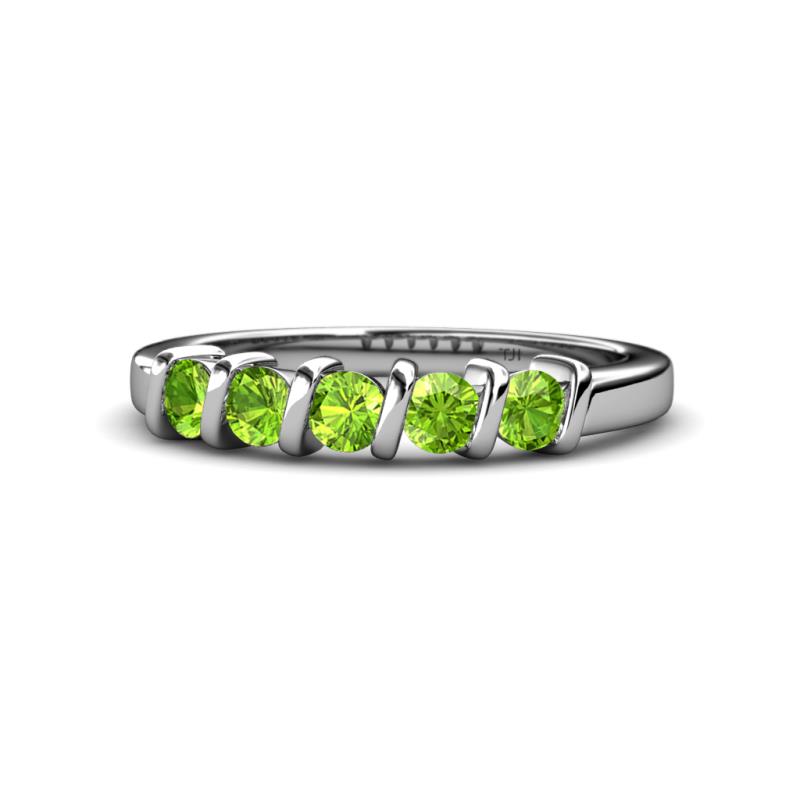 Talia 3.40 mm Peridot 5 Stone Wedding Band 