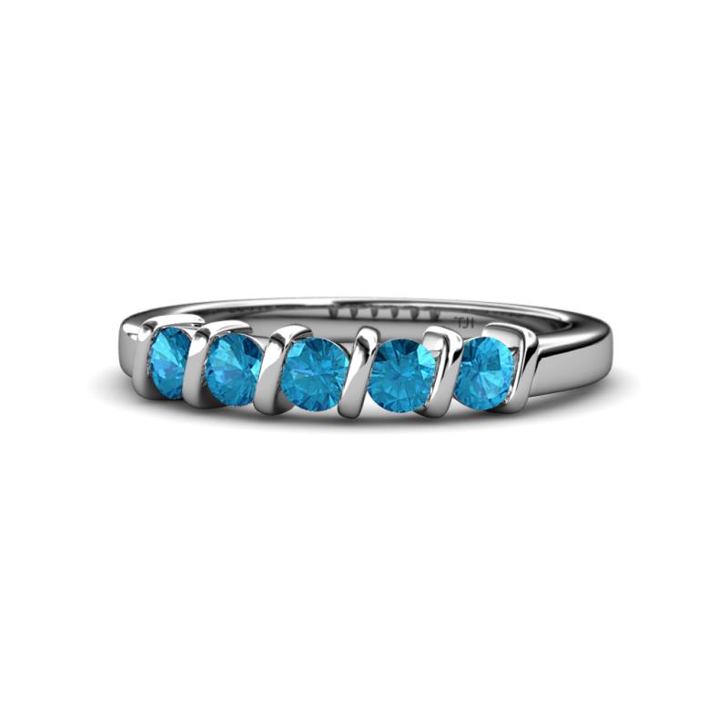 Talia 3.40 mm London Blue Topaz 5 Stone Wedding Band 