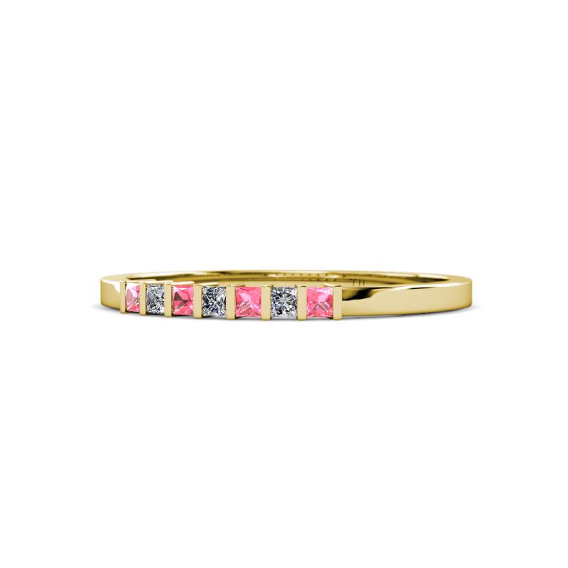 Abila 2.00 mm Pink Tourmaline and Diamond 7 Stone Wedding Band 