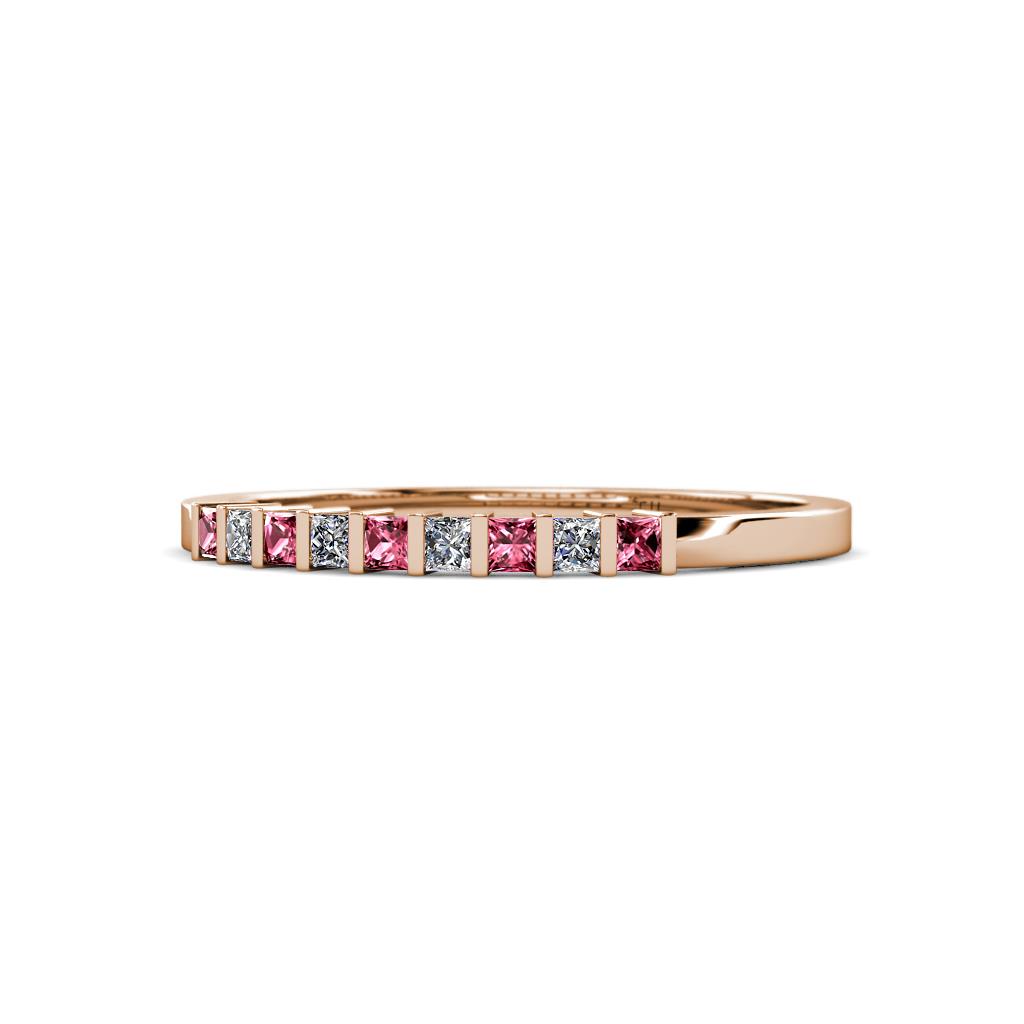 Neria 2.00 mm Pink Tourmaline and Diamond 9 Stone Wedding Band 