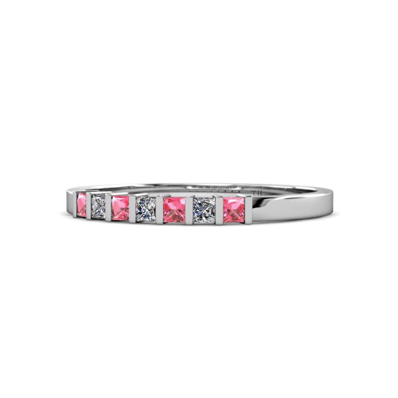 Abila 2.50 mm Pink Tourmaline and Diamond 7 Stone Wedding Band 