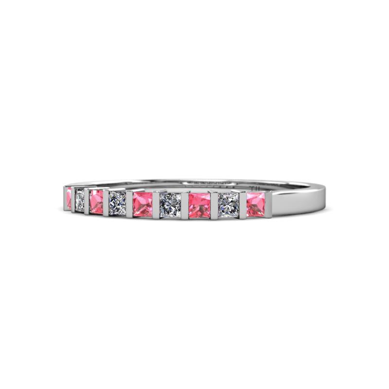 Neria 2.50 mm Pink Tourmaline and Diamond 9 Stone Wedding Band 