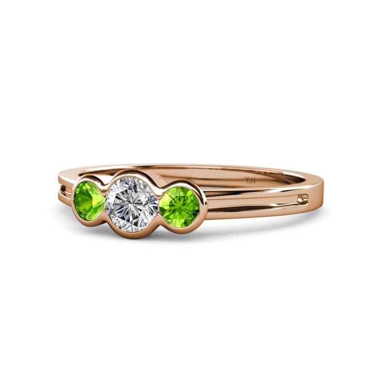 Irina Diamond and Peridot Three Stone Engagement Ring 