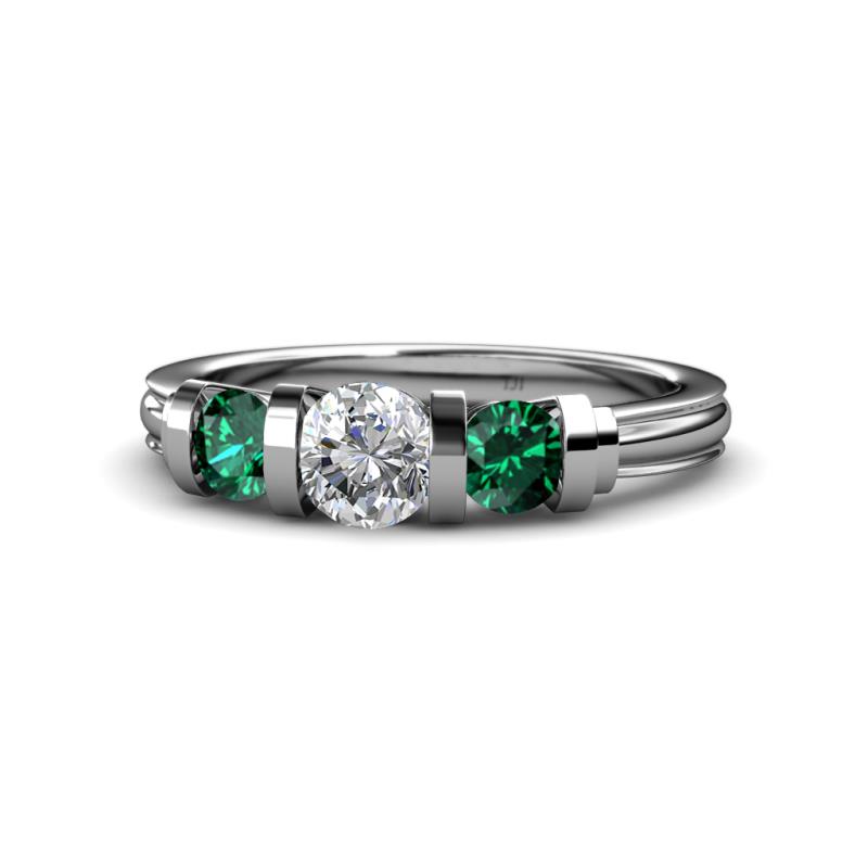Raea 1.13 ctw Natural Diamond (5.00 mm) With Emerald Three Stone Ring  