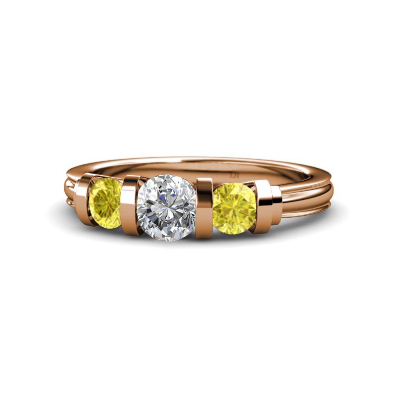 Raea 1.13 ctw Natural Diamond (5.00 mm) With Yellow Sapphire Three Stone Ring  